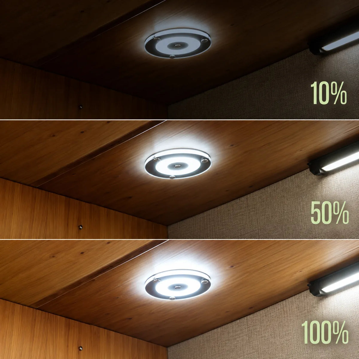 Treklo compact surface lighting for touring vehicles requiring bright functional interior illumination