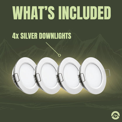 Treklo cool white caravan interior lights with silver surrounds for modern ceiling setups