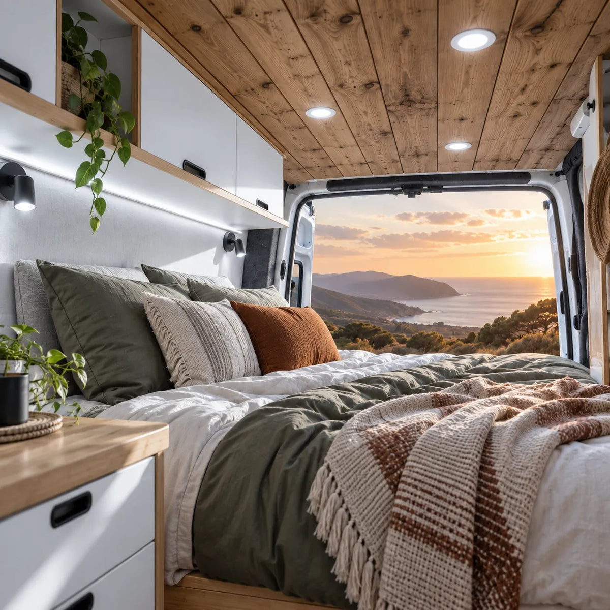 Four Treklo white ceiling downlights with crisp cool white output for recreational vehicles