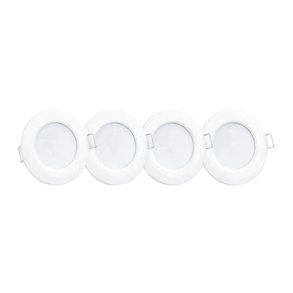Four Treklo white dimmable downlights for comfortable RV and motorhome interior lighting