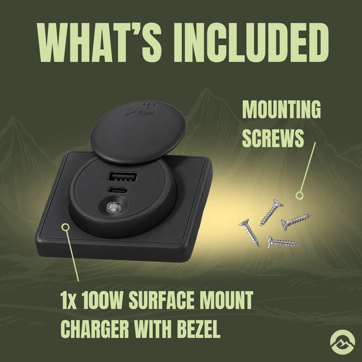 Black Treklo high output USB C charging port for campervan, RV, and touring vehicle interiors