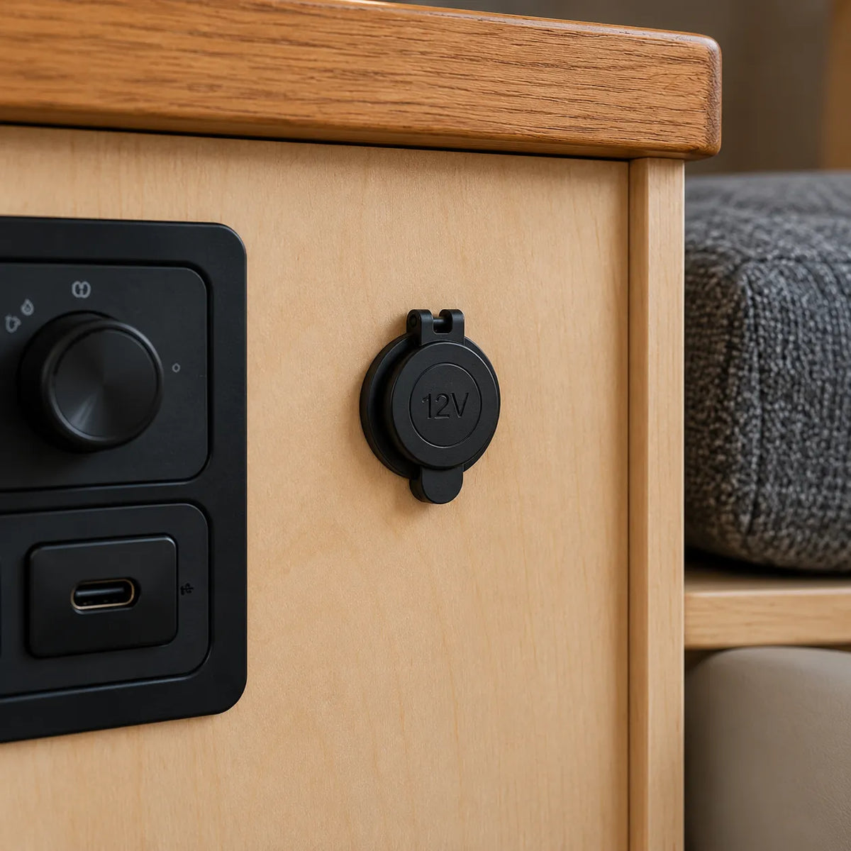 Treklo low profile cigarette lighter power socket with aluminium finish for compact installations
