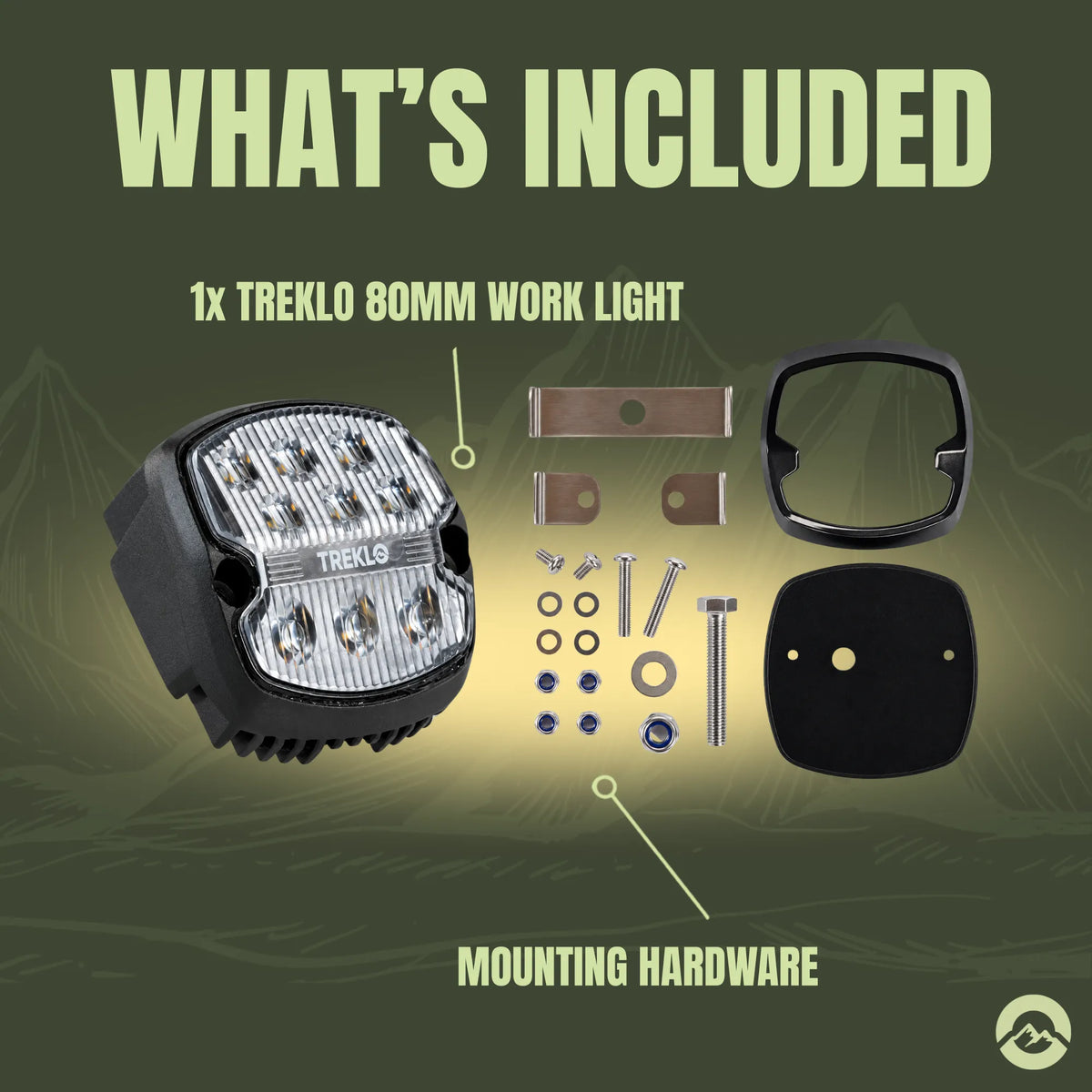 Treklo offroad vehicle exterior work lamp for 4WD touring and camping installations
