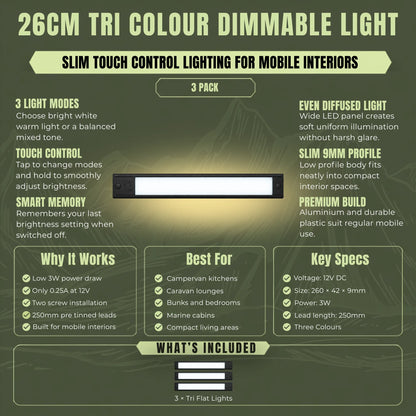 Treklo three pack of 26cm caravan interior lights for practical overhead lighting throughout living areas