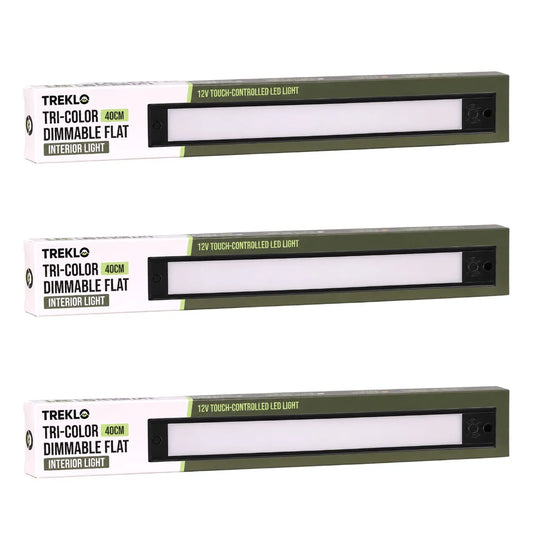 Treklo value pack with three 40cm 12v variable setting interior lights for caravan ceiling installations