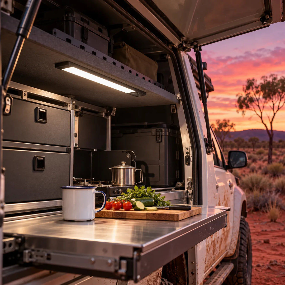 Treklo variable setting LED light triple pack for versatile lighting inside recreational vehicles