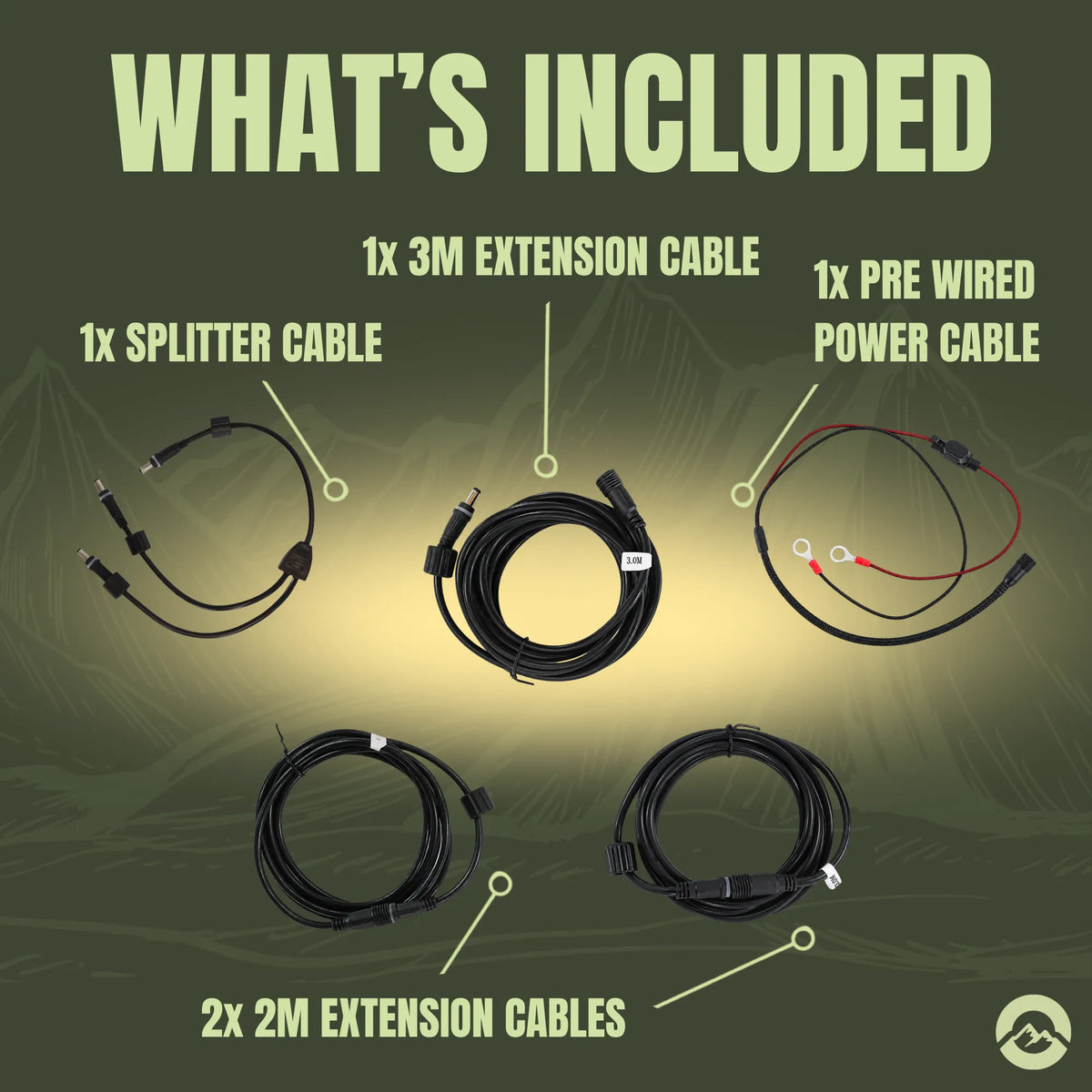 Treklo waterproof 4WD canopy lighting cables for outdoor electrical connections and camping setups