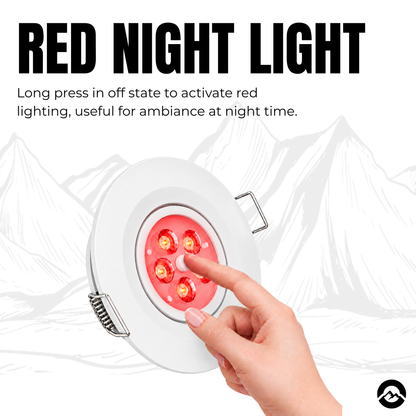 Treklo white camper recessed LEDs with adjustable dimming for relaxing interior lighting
