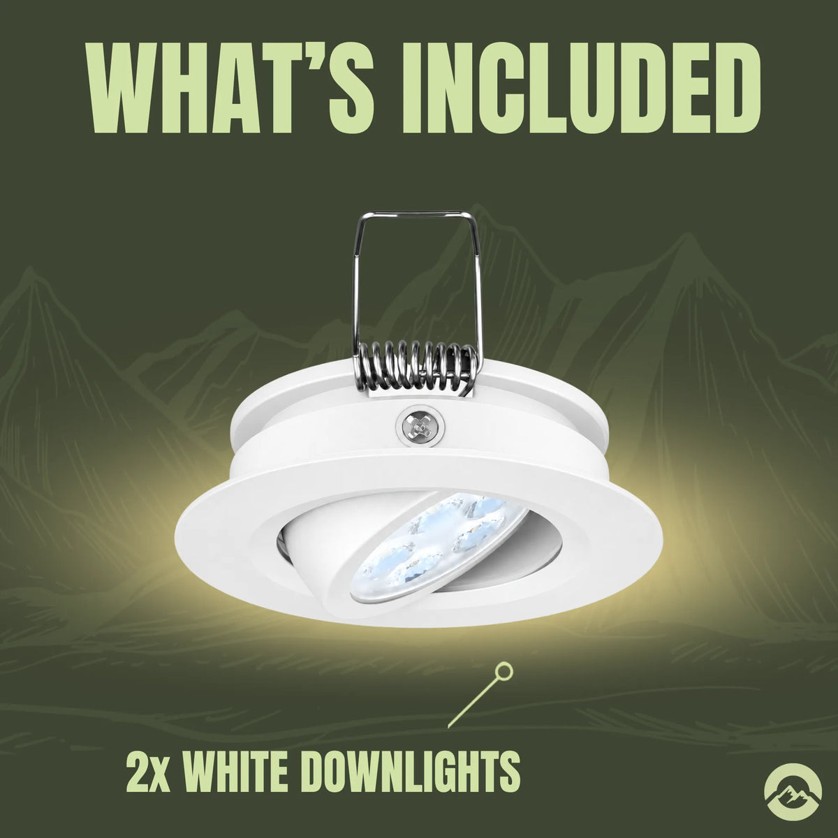 Treklo white directional caravan downlight pair for controlling interior light placement