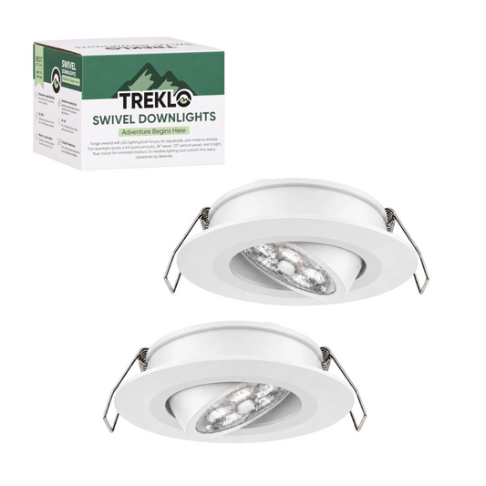 Treklo white swivel recessed downlight pair with dimmable warm white and red illumination