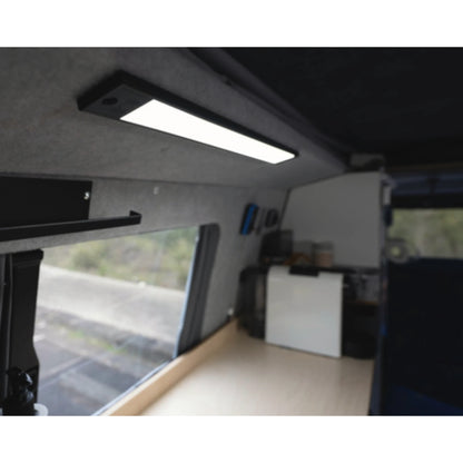 Flat LED interior light with tri-color options and dimming control