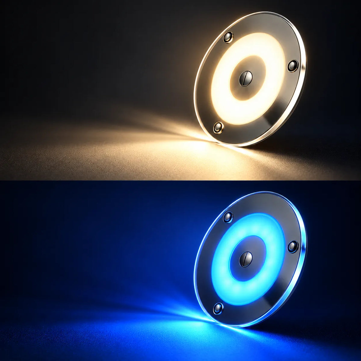 Twin dimmable Treklo surface lights for comfortable lighting throughout motorhome interiors