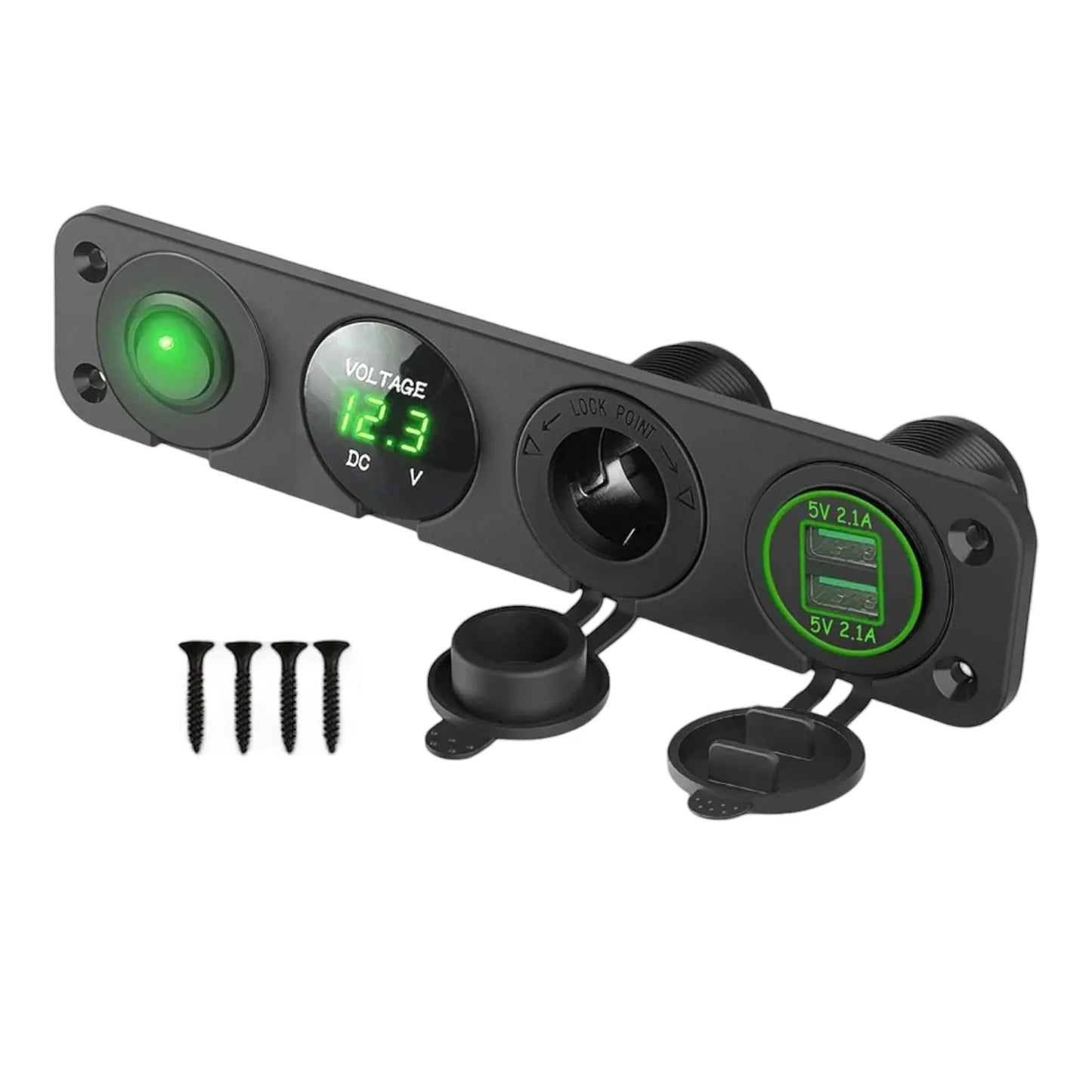 rv surface mount 4 in 1 usb 12v and voltmeter panel