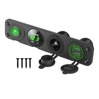 rv surface mount 4 in 1 usb 12v and voltmeter panel