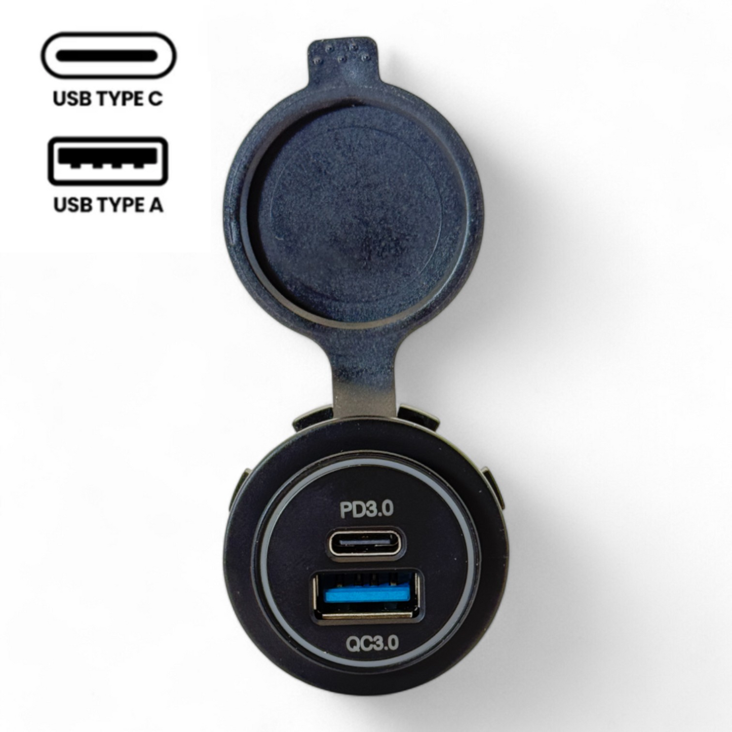 dual usb a and usb c charging socket for campervans
