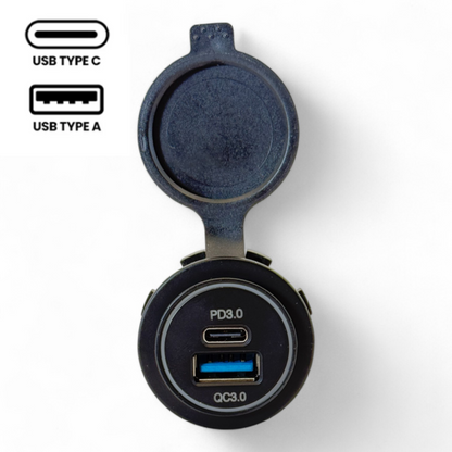dual usb a and usb c charging socket for campervans