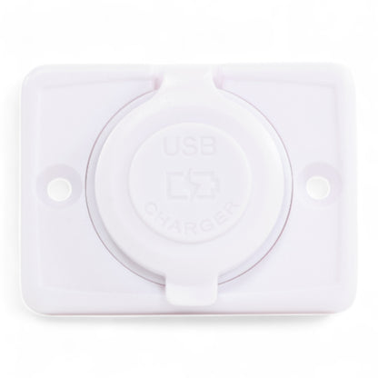 compact white flush mount usb charger for 12v systems