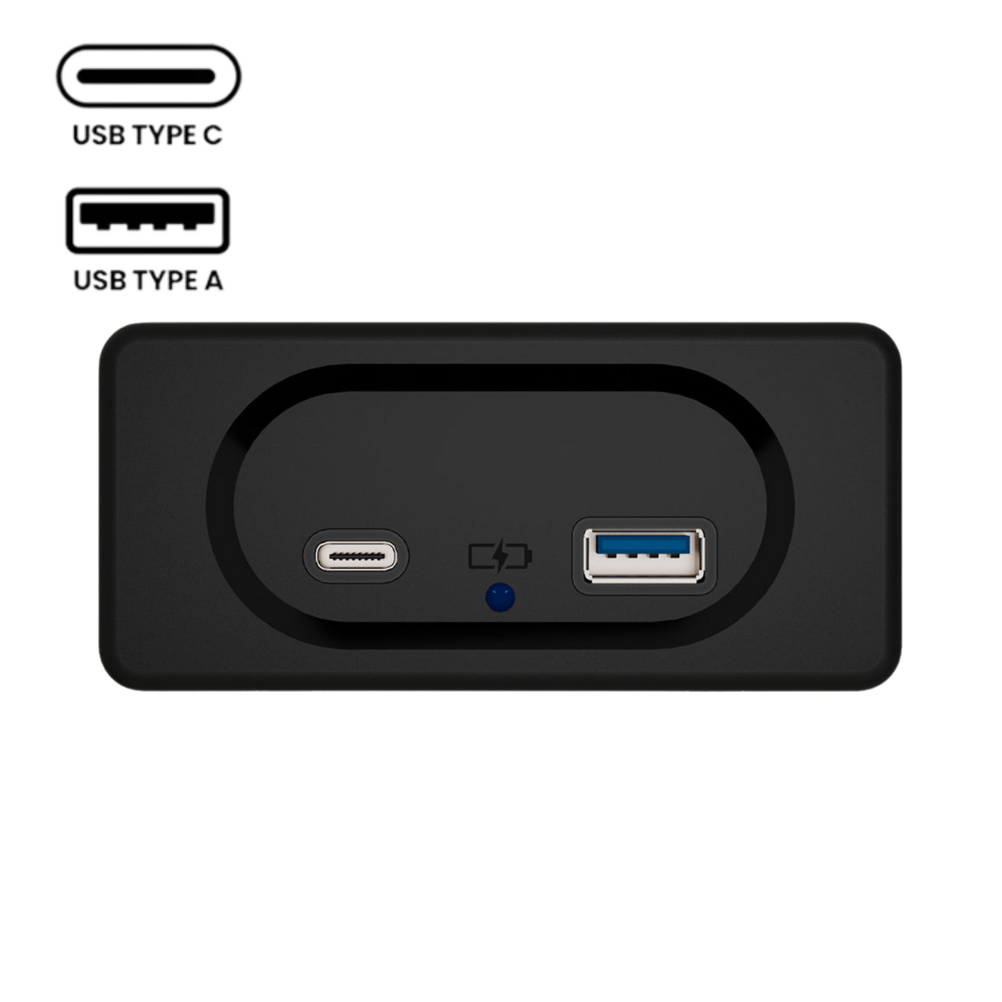 recessed dual usb a and c charging socket for campervans