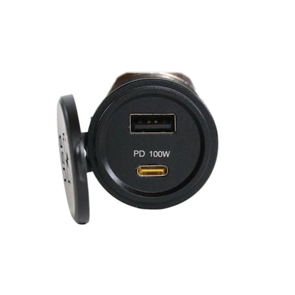 USB-C 100W and USB-A socket with flush mount waterproof design for caravan, rv, and campervan installations