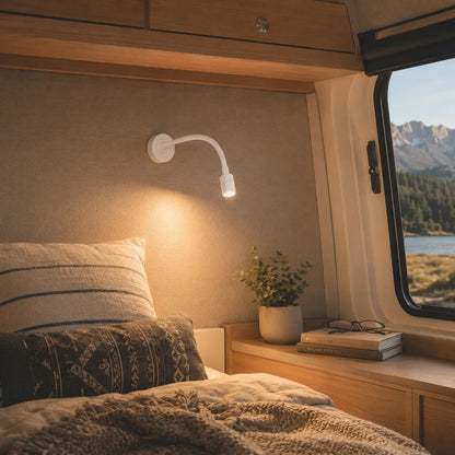 Touch dimmable white reading lights for modern touring vehicle interiors