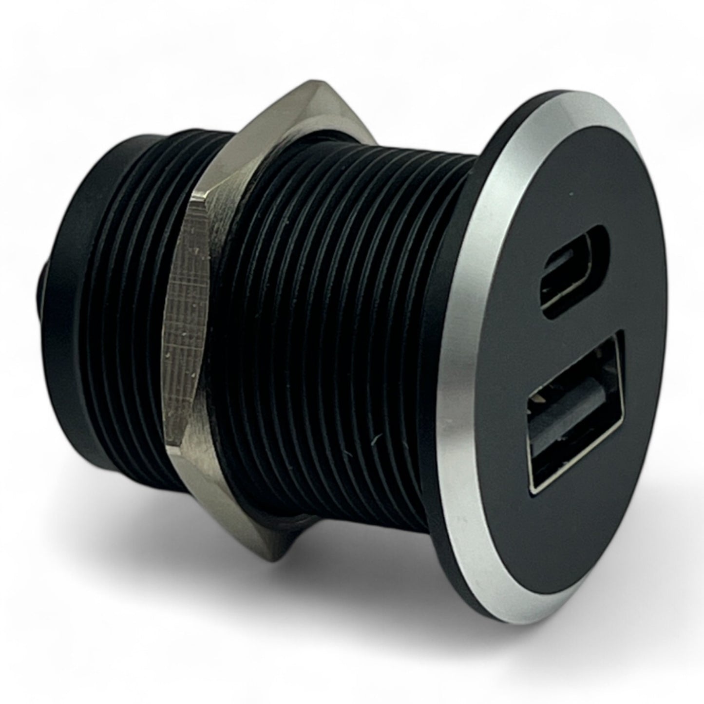 caravan aluminium recessed usb charger small size