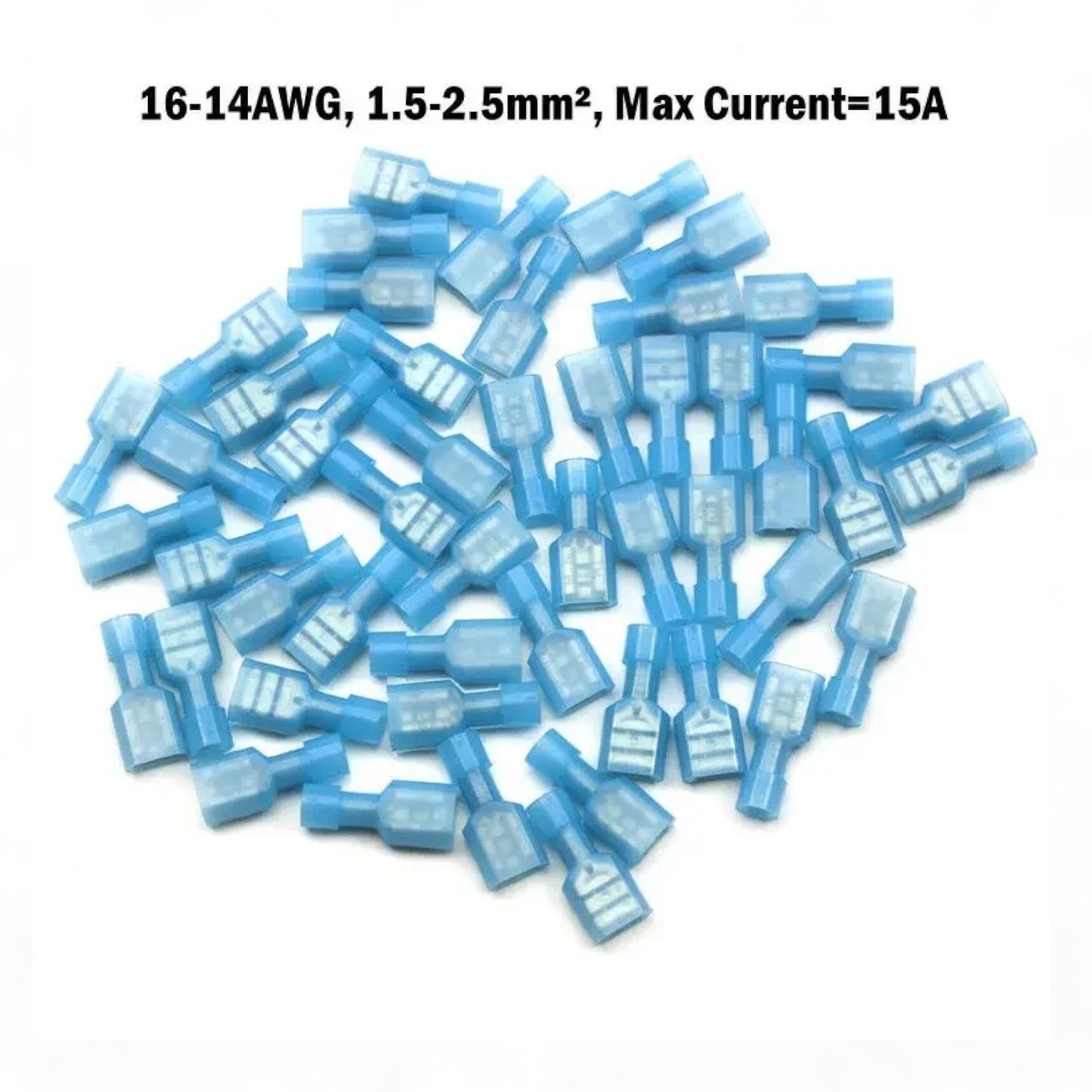 Blue Insulated Female Disconnect, 1.25mm² to 2.50mm² Wire Size (Pack of 50)