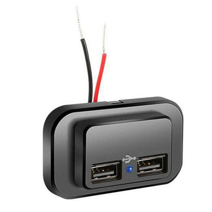 Usb-A Dual Port Black Charger Wall Plate 12V - 24V Usb Ports