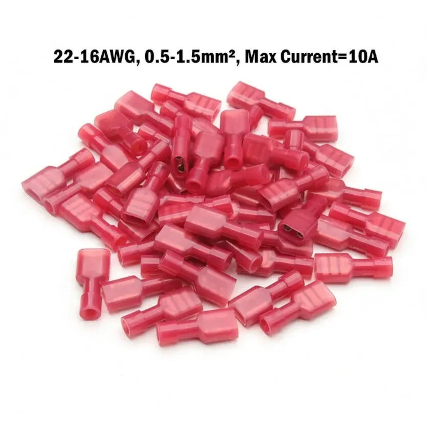 Red Insulated Female Disconnect, 0.50mm² to 1.50mm² Wire Size (Pack of 50)