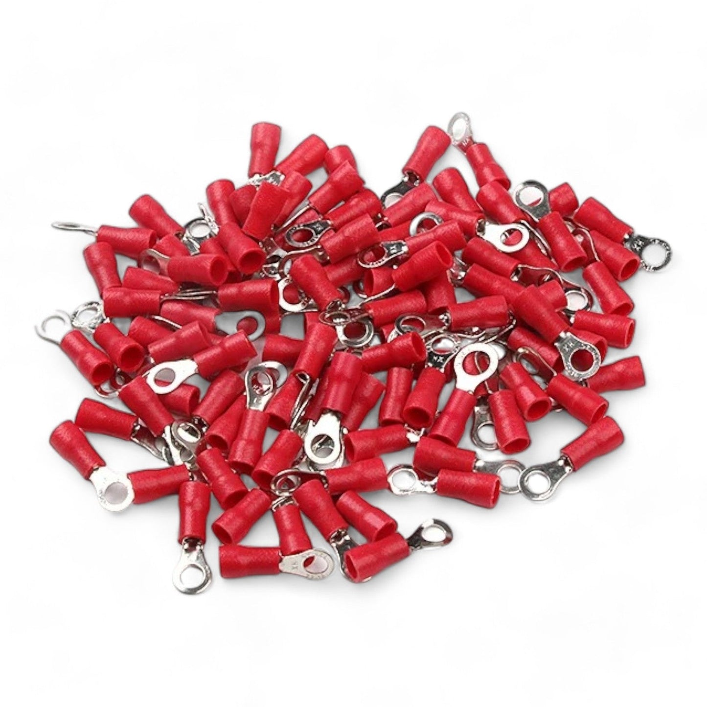 RED M8 Insulated Ring Terminal, 0.5mm² to 1.5mm² Wire Size 50 Pack