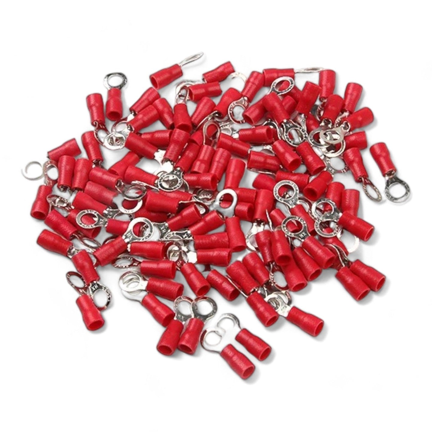 RED M8 Insulated Ring Terminal, 0.5mm² to 1.5mm² Wire Size 50 Pack