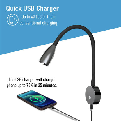 LED reading spotlight with gun metal gloss housing