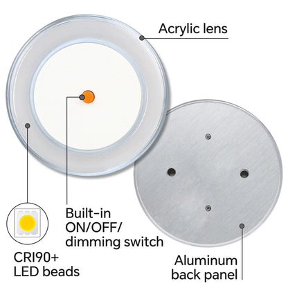 dimmable LED disc light with warm white output