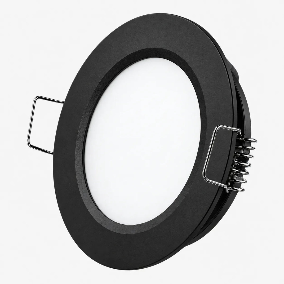 Warm white LED downlight kit with black surrounds for 12v campervan ceiling lighting