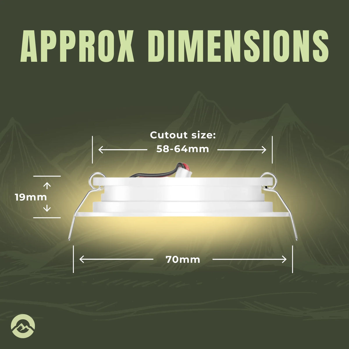 Warm white caravan ceiling lights for living, kitchen, and sleeping areas