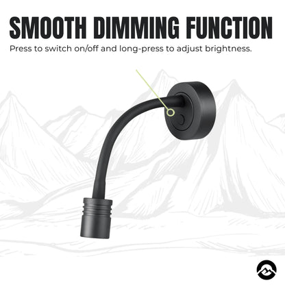 Flexible bedside reading lights for caravan and campervan sleeping areas