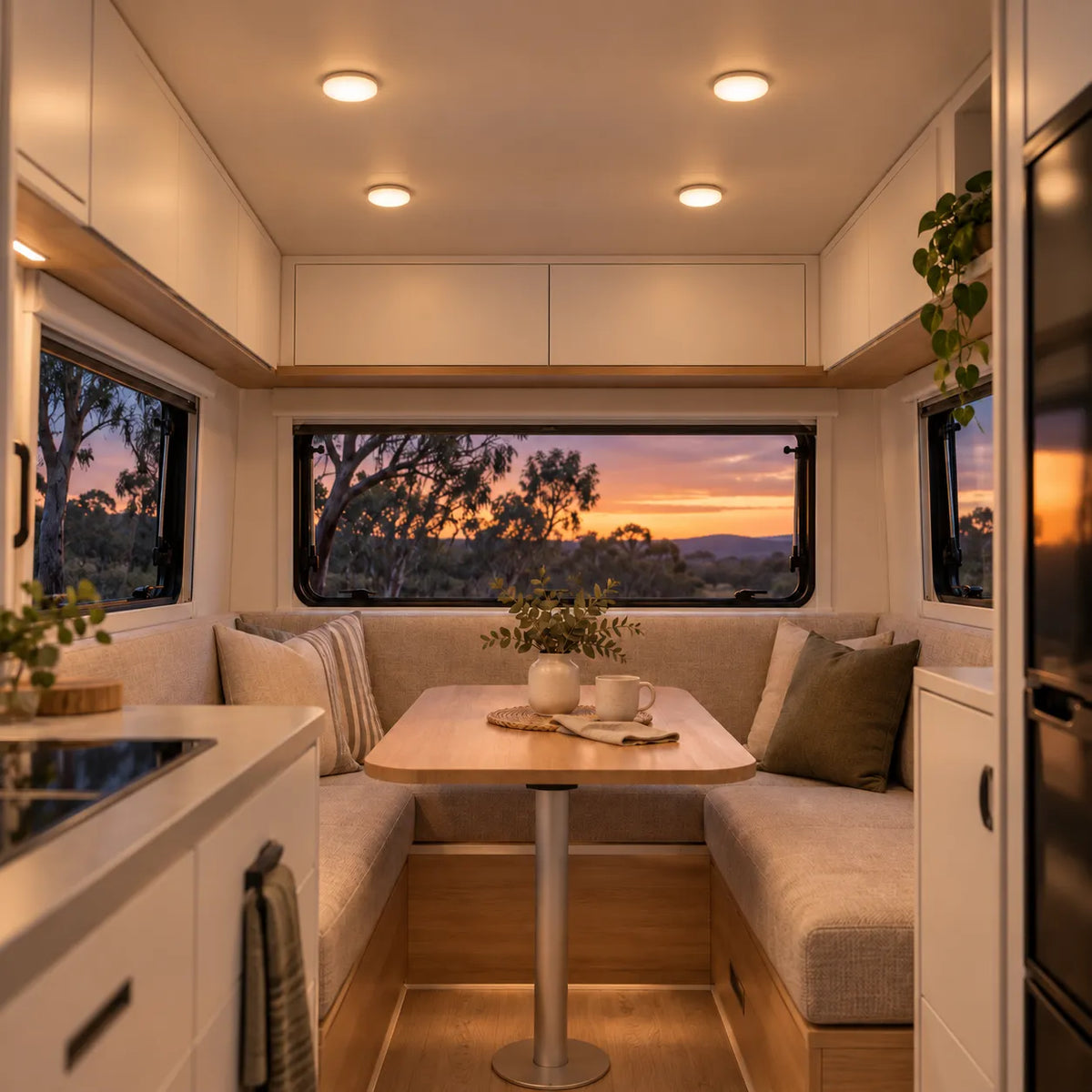 Warm white Treklo RV LED dome lamps in a twin pack for practical interior ceiling lighting