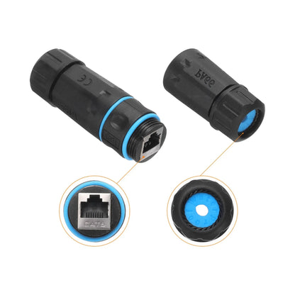 waterproof CAT6 RJ45 female-to-female coupler with sealing caps