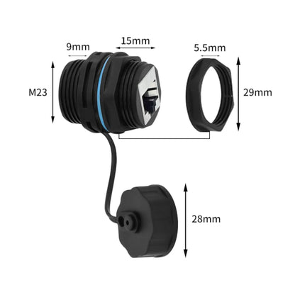 RJ45 ethernet waterproof passthrough coupler with sealing caps