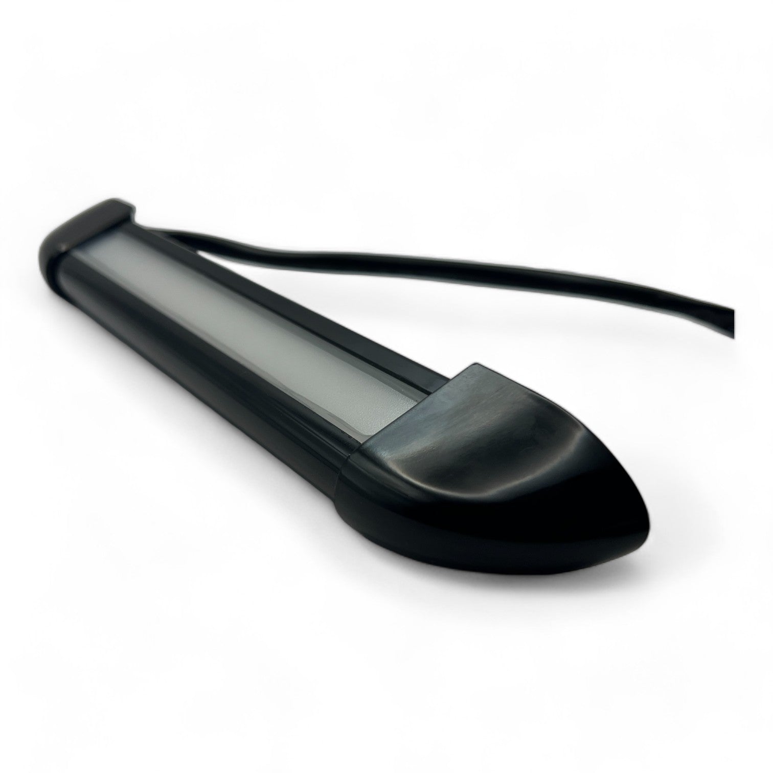 26cm black LED light displayed beside wiring