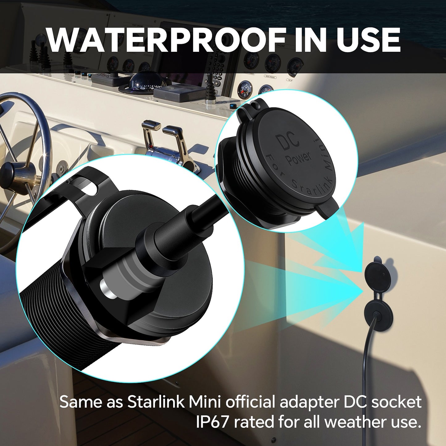 Starlink Mini Waterproof Boosted Caravan / Canopy Power Outlet