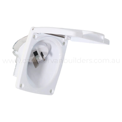 external white 15a 240v inlet socket for rv touring setups and campsite power leads