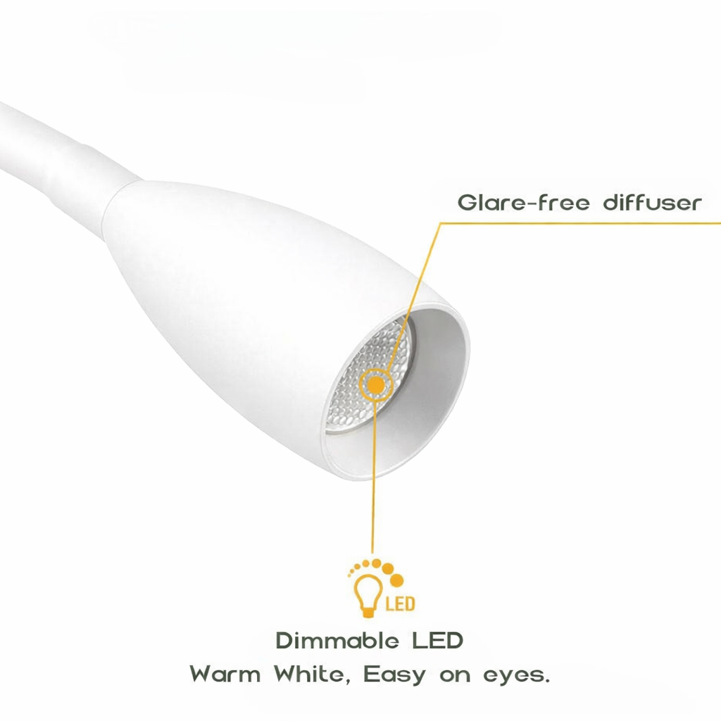 compact bedside reading lights with dimming function