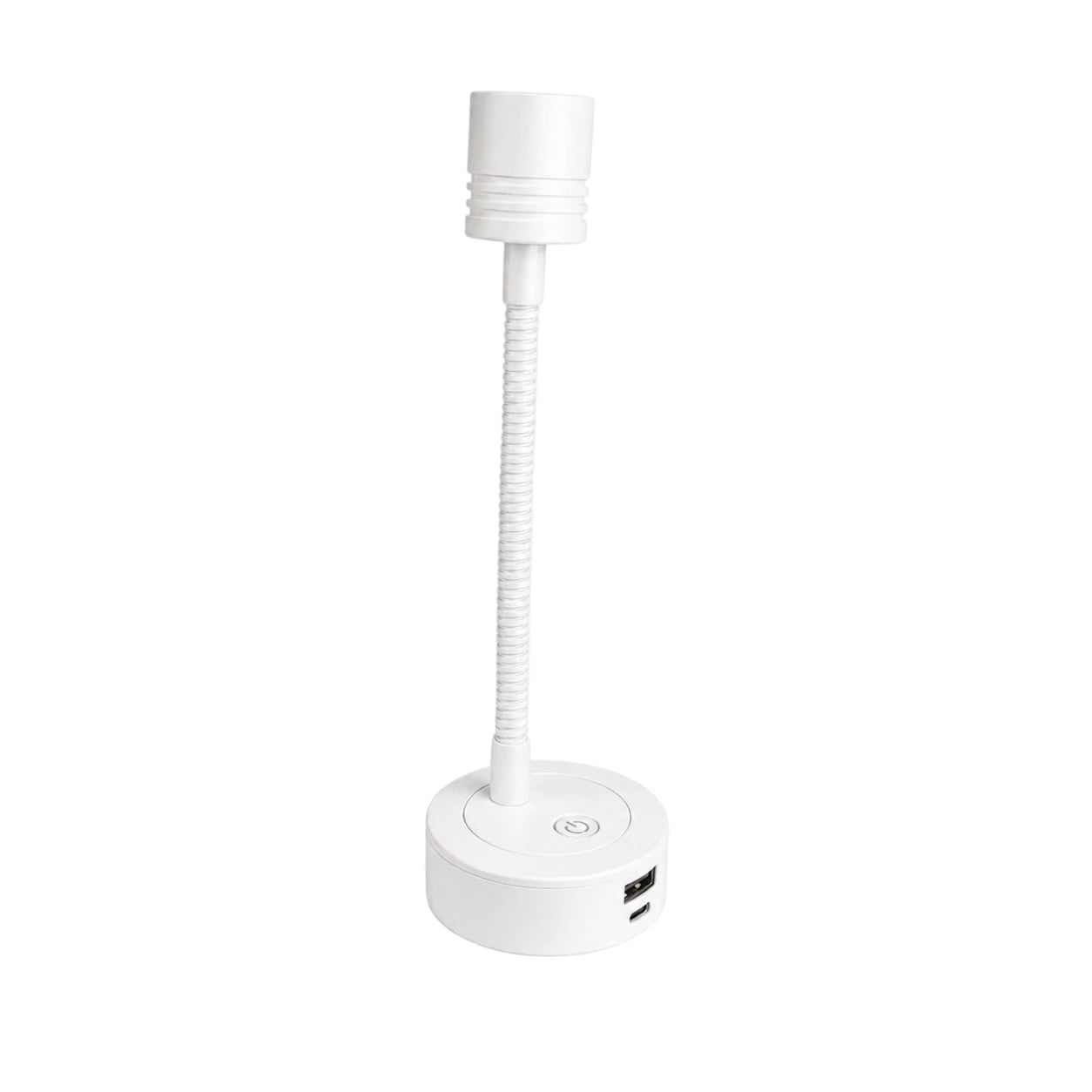 White LED reading light pair with USB-C and USB-A ports for convenient device charging