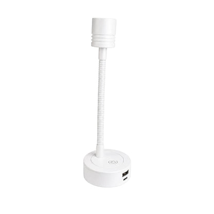 White LED reading light pair with USB-C and USB-A ports for convenient device charging