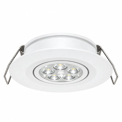 Dimmable white dual colour recessed LEDs for comfortable caravan interior ceiling lighting