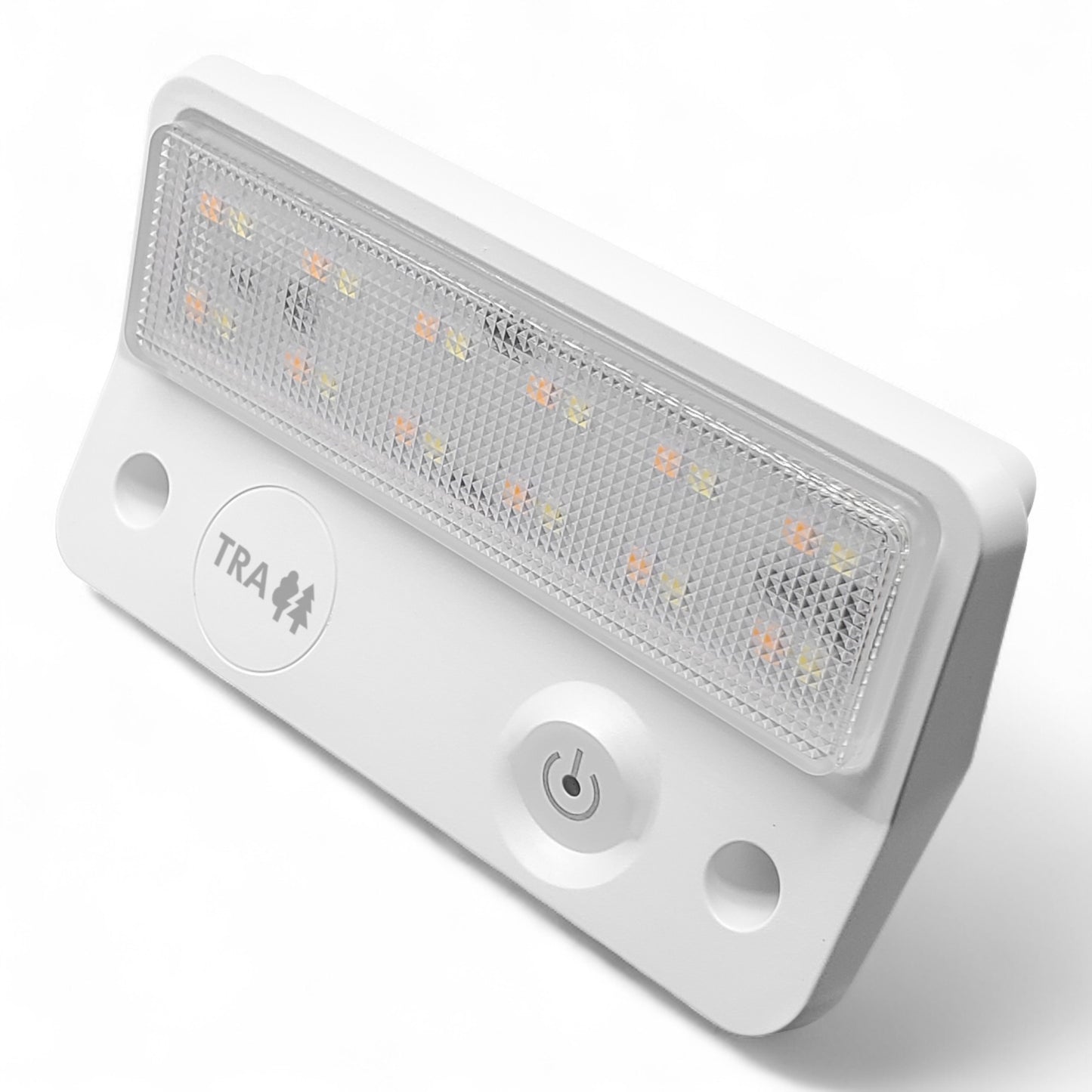 white dual-colour LED awning light in neutral view