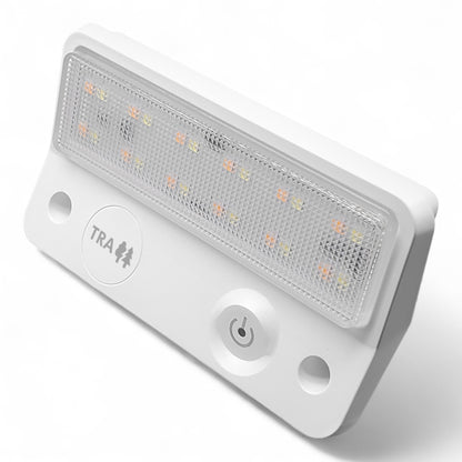 white dual-colour LED awning light in neutral view