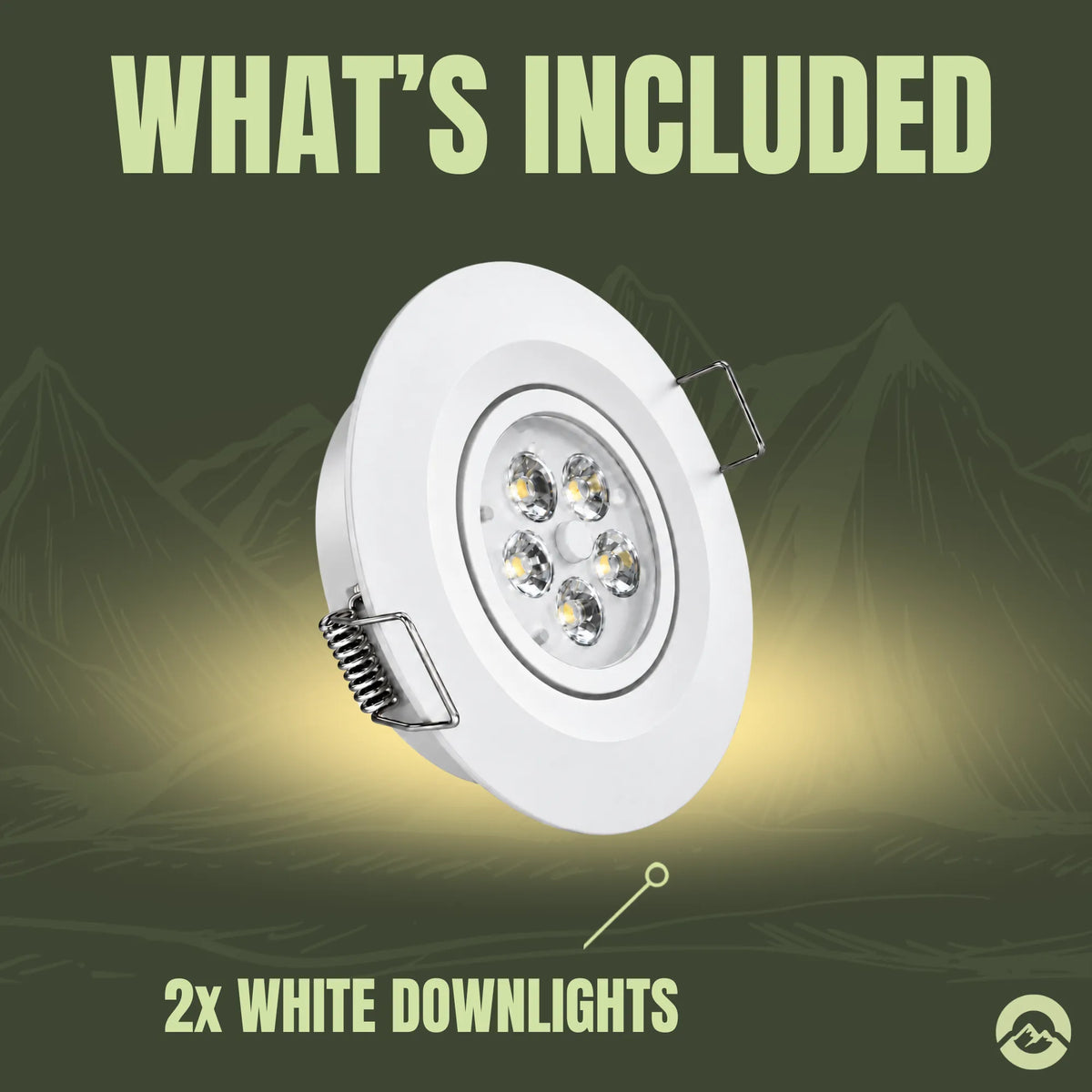 White motorhome swivel downlights with brightness control and red night lighting function