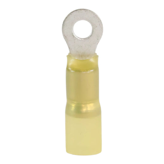 Yellow heat shrink ring terminal M4 (100 pack) for caravan, rv, and campervan waterproof 12v wiring connections