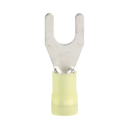 Yellow nylon fork terminal M6 (100 pack) for caravan, rv, and campervan 12v wiring connections